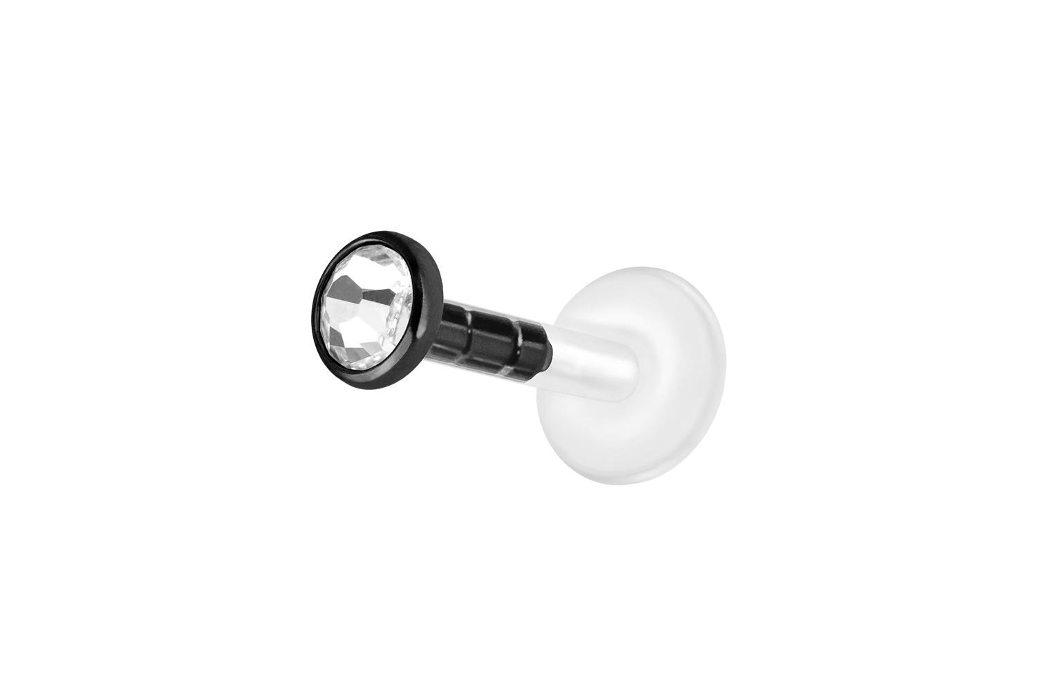 PMFK Labret mit Plug-in System + Chirurgenstahl-Aufsatz FLACHER KRISTALL